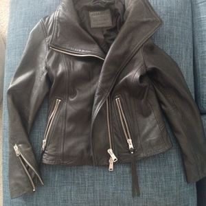 All Saints Ellis Black Leather Jacket size 4